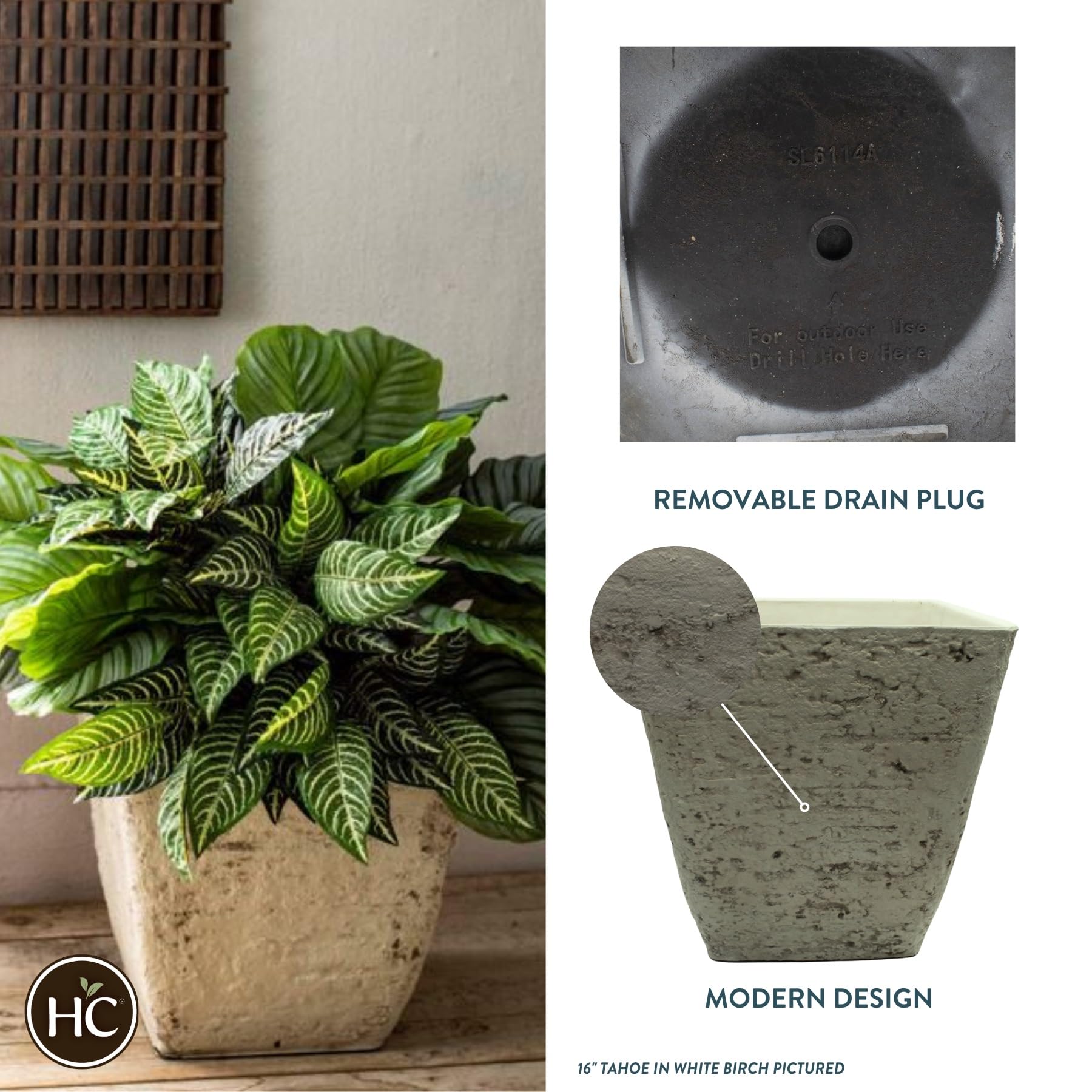 Amazon.com : The HC Companies Tahoe Tall Square Planter - Weather